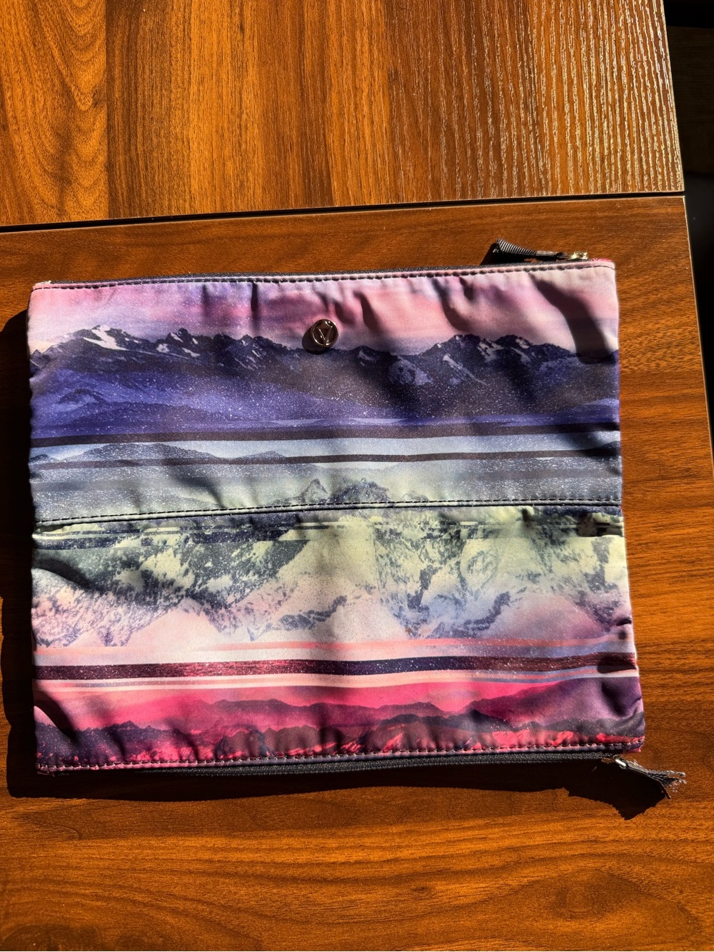 lululemon Pink Purple Blue Striped Mountain Print Cosmetic Bag